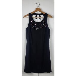 Sandro Paris Knit Embellishment Floral Beaded Gem Sleeveless Mini Dress | 2